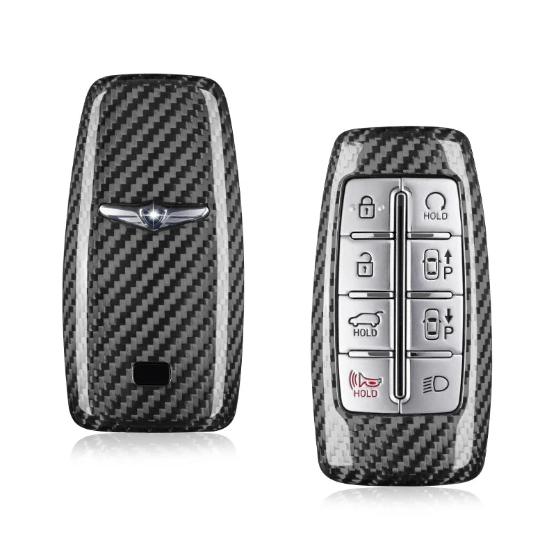 For 8 6 4 Button Genesis Key Cover Carbon Fiber Key Shell For Hyundai Genesis GV70 GV80 GV90 Key Case with Keychain Accessories CM World