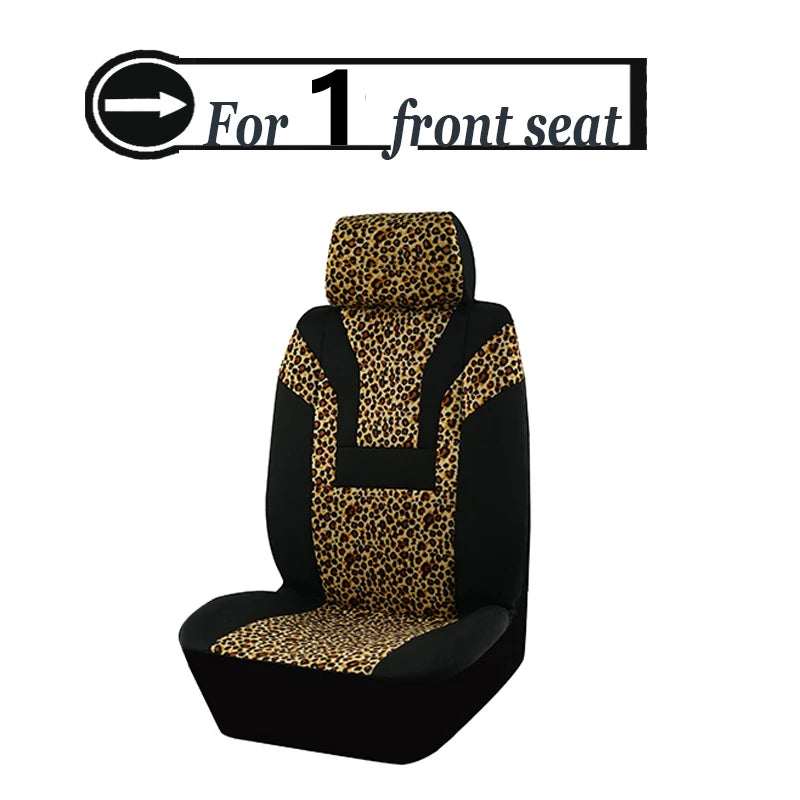 Leopard Print Car Seat Cover Car Accessories Interior Woman Airbag Compatible Universal Fits for Most Cars SUV Truck 5mm Sponge CM World
