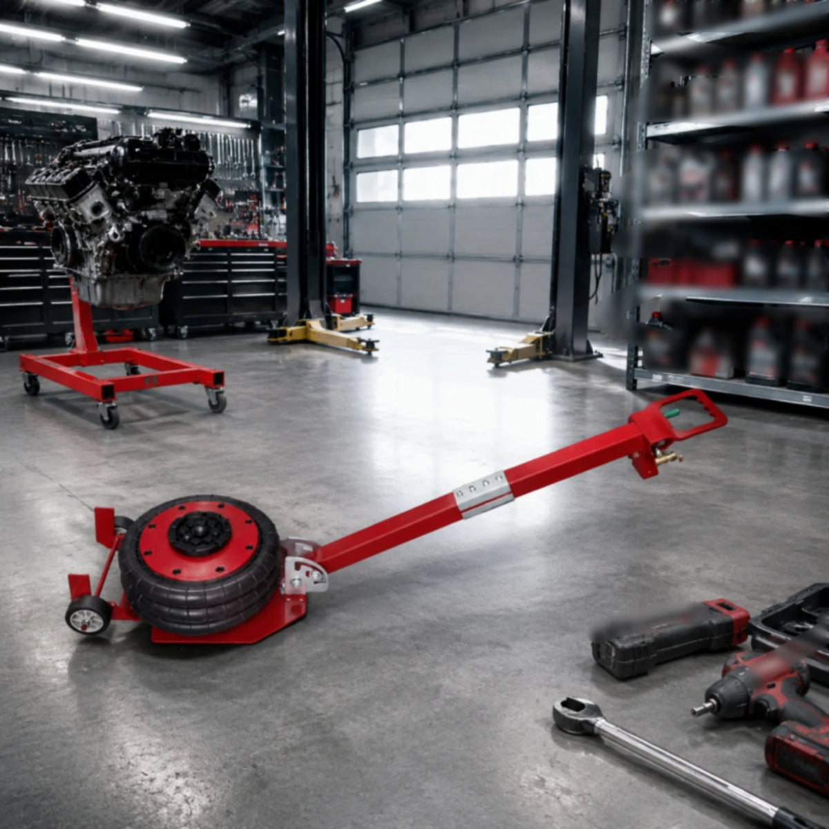 Pneumatic Hydraulic Jack Ergonomic Car Jack with Wheeled Base Stable Long-Lasting for Mechanics, Garages, Repair Shops