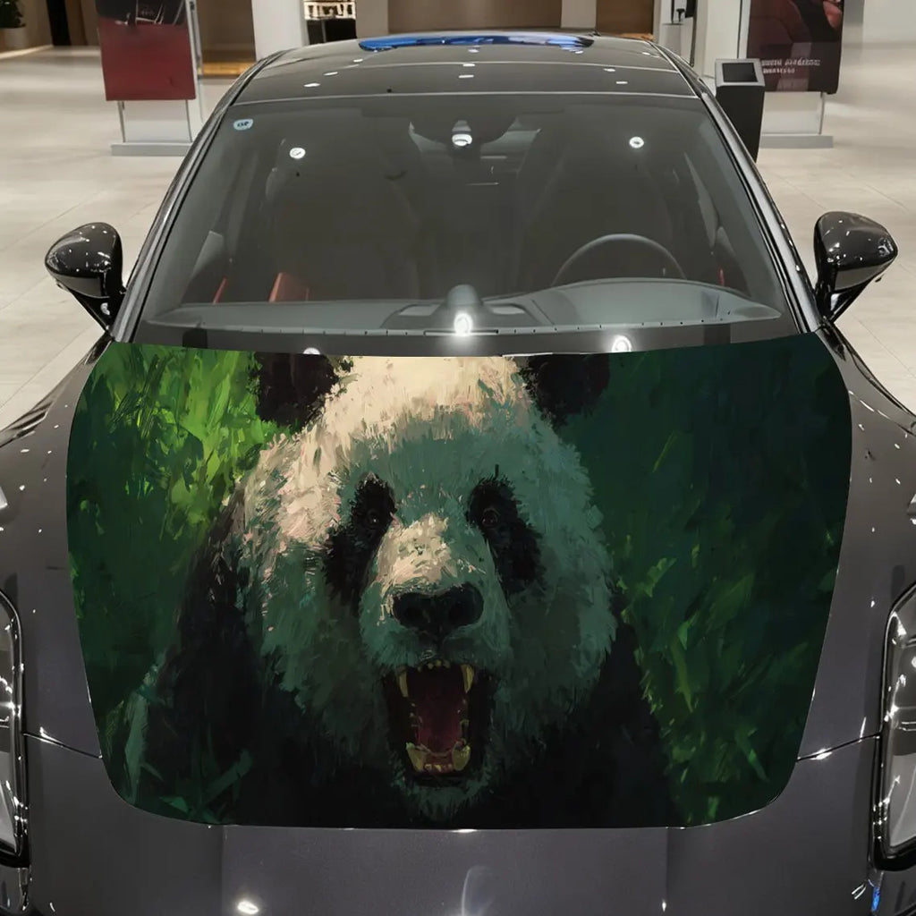Powerful Fierce Panda Car Hood Decal, Waterproof Self-adhesive Vehicle Vinyl Wraps Sticker, Cool Auto Cover Decoration, Anti-scr