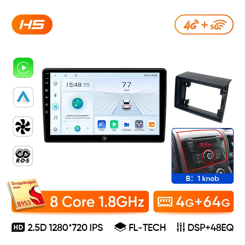 Ainavi Car Radio For Fiat Ducato Citroen Jumper Peugeot Boxer 2006-2024 Wireless Carplay Android Auto Car Multimedia DSP BT 2Din CM World