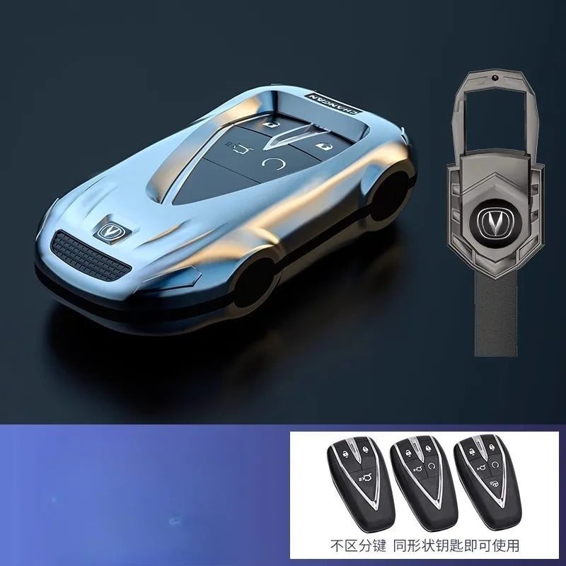 Key Cover Case for Changan UNI-V/CS75 Plus 3rd Gen/CS55 Plus/Yida/UNI-Z/Eado/UNI-T (2024 Models) - Protective Keybag Keychain CM World
