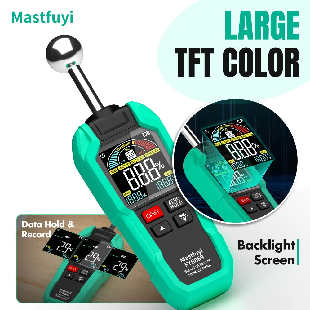 MASTFUYI Ball-shaped Non-destructive Moisture Meter, High Accuracy Digital Wood Water Leak Detector & Wall Humidity Tester CM World