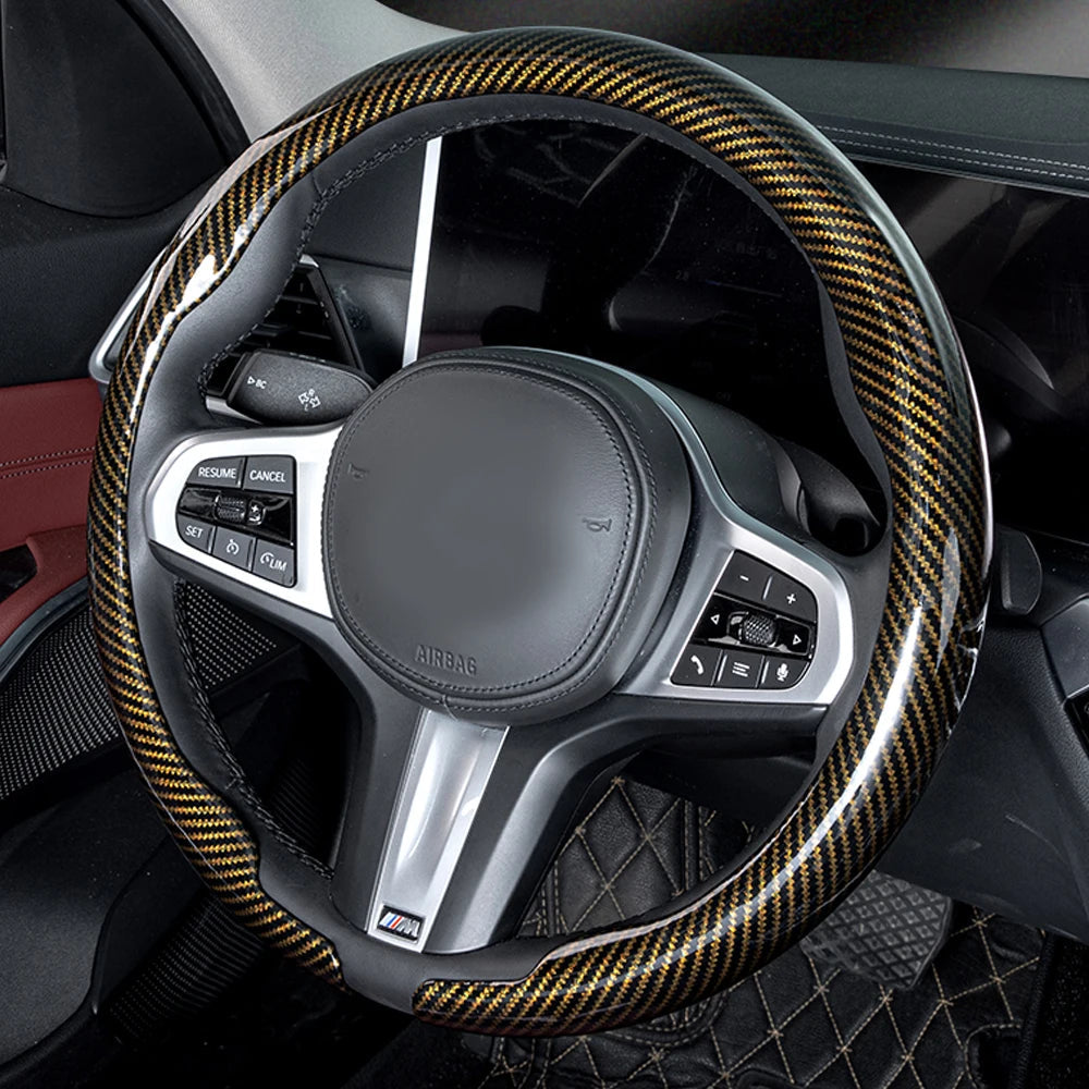Steering Size 36-38cm Universal Non-slip D-shaped Round Breathable Car Steering Wheel Cover Protector Suitable Auto Accessories CM World