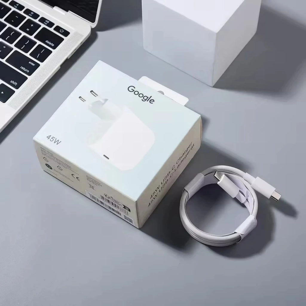 For Google 45W Pixelbook Charger EU Fast Charging Power Adapter For Pixel 9 Pro XL Fold 9 8 7 6 5 Pro 9A 8A 7A 6A 5A Car Mobile World