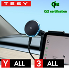Qi2 15W Magnetic Wireless Charger Phone Holder Screen Mount Compatible with MagSafe For Tesla Model Y 3 Juniper Launch 2026 2025 CM World