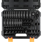 BOEN 3/8" Drive Impact Socket Set, 59-Piece Standard SAE (5/16 to 3/4 inch) and Metric (6-22mm), Include 9-Piece E-Torx Socket CM World