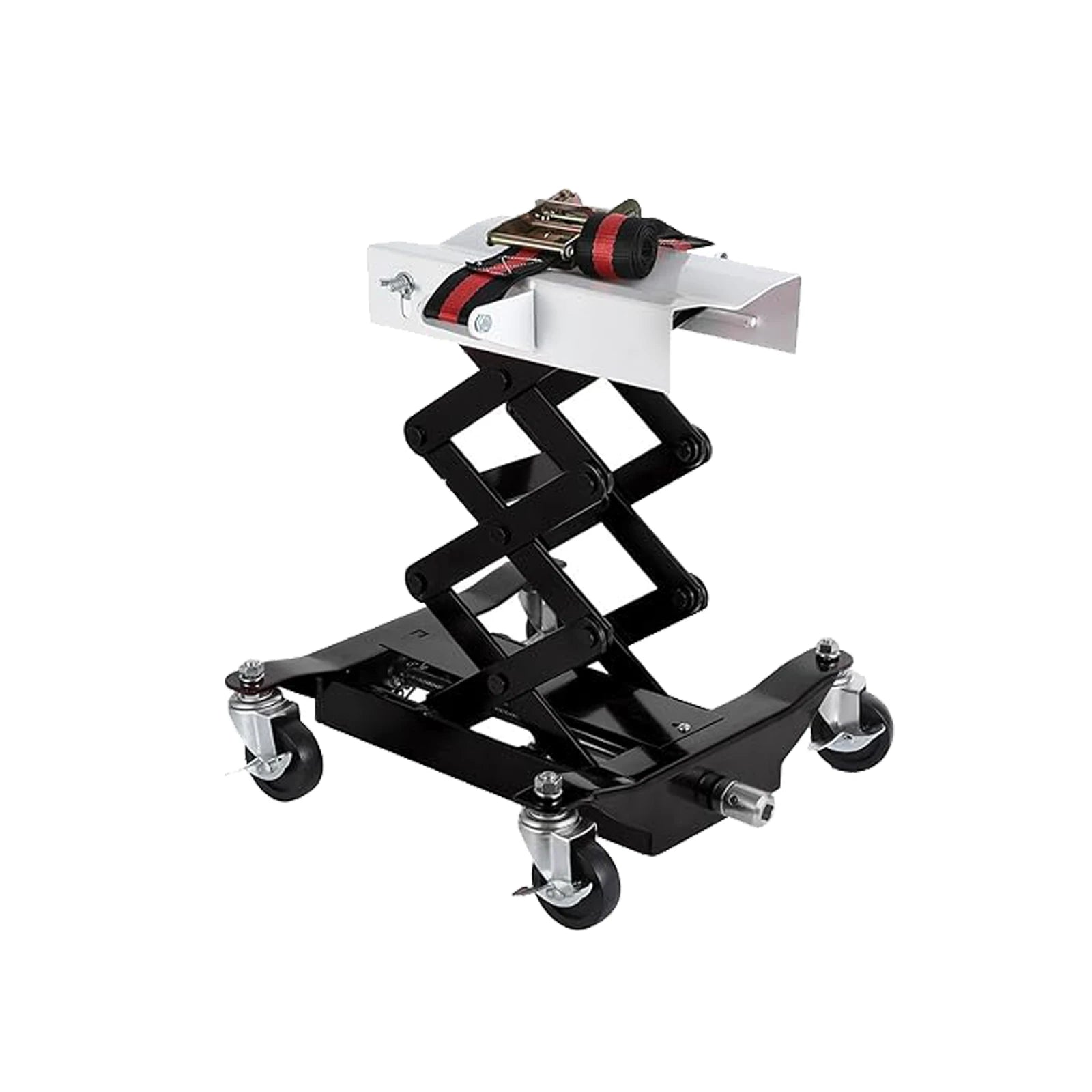 450 Lbs Low Profile Transmission Jack with Safety Straps Auto Repair 7-23" Lift with 2M Safety Straps & 4 Brake Wheels,black CM World