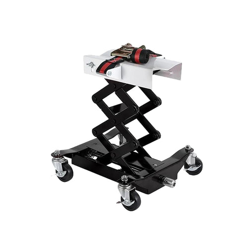 450 Lbs Low Profile Transmission Jack with Safety Straps Auto Repair 7-23" Lift with 2M Safety Straps & 4 Brake Wheels,black CM World