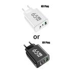 GAN Fast Charging 65W USB European plug qc3.0 EU KR PD Fast charging head is suitable for Xiaomi Huawei Samsung mobile phone cha Car Mobile World