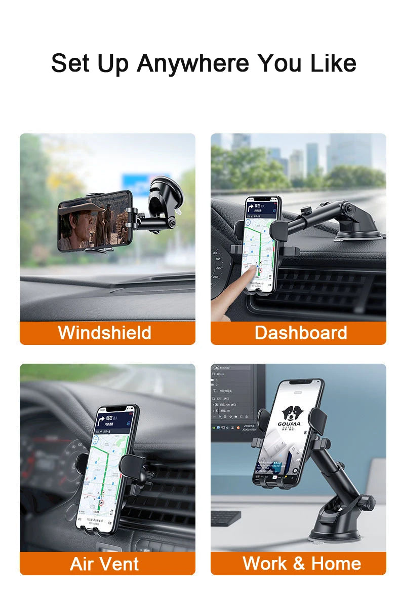 2026 NEW Universal Sucker Car Phone Holder 360° Windshield Car Dashboard Mobile Cell Support Bracket for 4.0-7 Inch Smartphones CM World