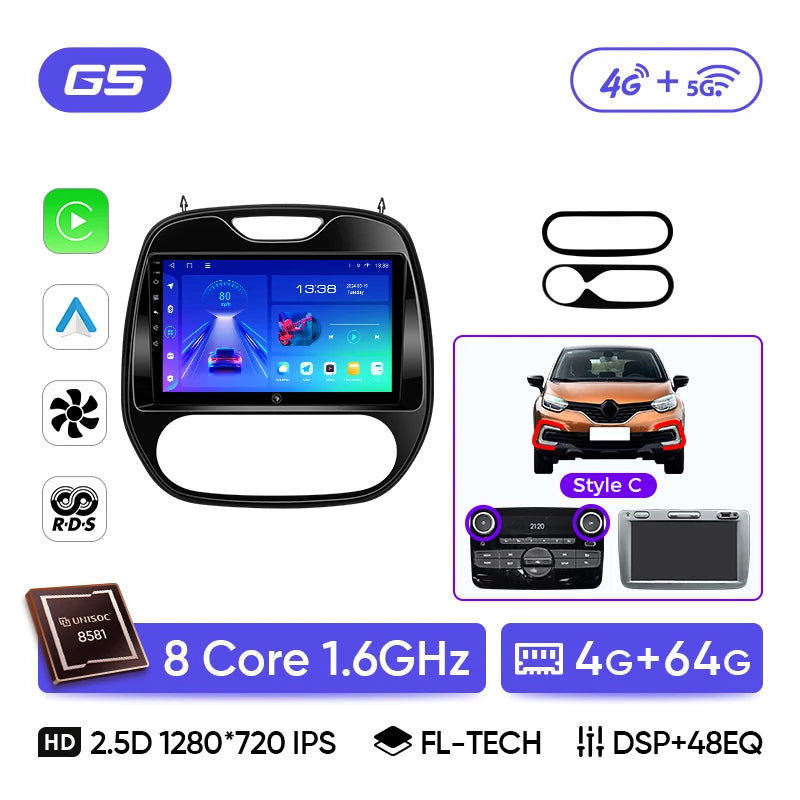 Ainavi Android 13 Car Radio For Renault Captur CLIO Samsung QM3 2014 - 2020 Kaptur Car Multimedia Wireless Carplay Android Auto CM World
