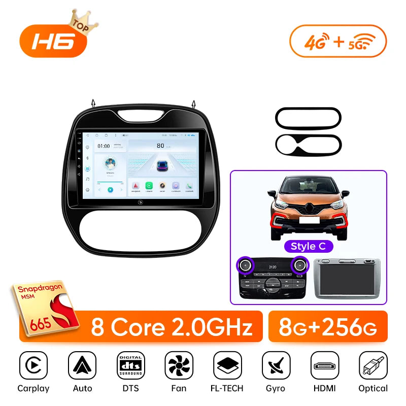 Ainavi Android 13 Car Radio For Renault Captur CLIO Samsung QM3 2014 - 2020 Kaptur Car Multimedia Wireless Carplay Android Auto CM World