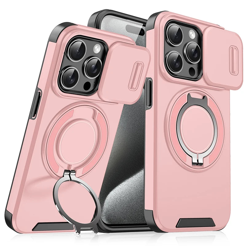 360°Rotating Hidden Metal Ring Car Holder Soft TPU+Hard PC Bumper Phone Case For IPhone 15 Pro Max 13 12 11 14 16 Pro Max Plus Car Mobile World