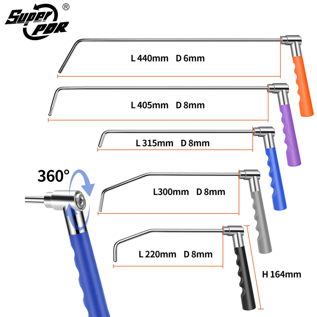 Super PDR Car Paintless Dent Repair Pry Bar Set Adjustable Rotating Pry Bar Damage-Free Dent Repair No Bodywork Needed CM World
