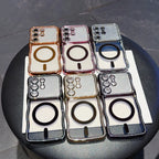 Luxury Glitter Diamond for Magsafe Plating Case for Samsung Galaxy S26 Ultra Plus Bling Camera Protector Transparent Wave Cover