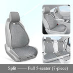 Breathable summer car seat cover - cool ice rattan weave, PU leather trim, lovely embroidery, suitable for split seats Car Mobile World