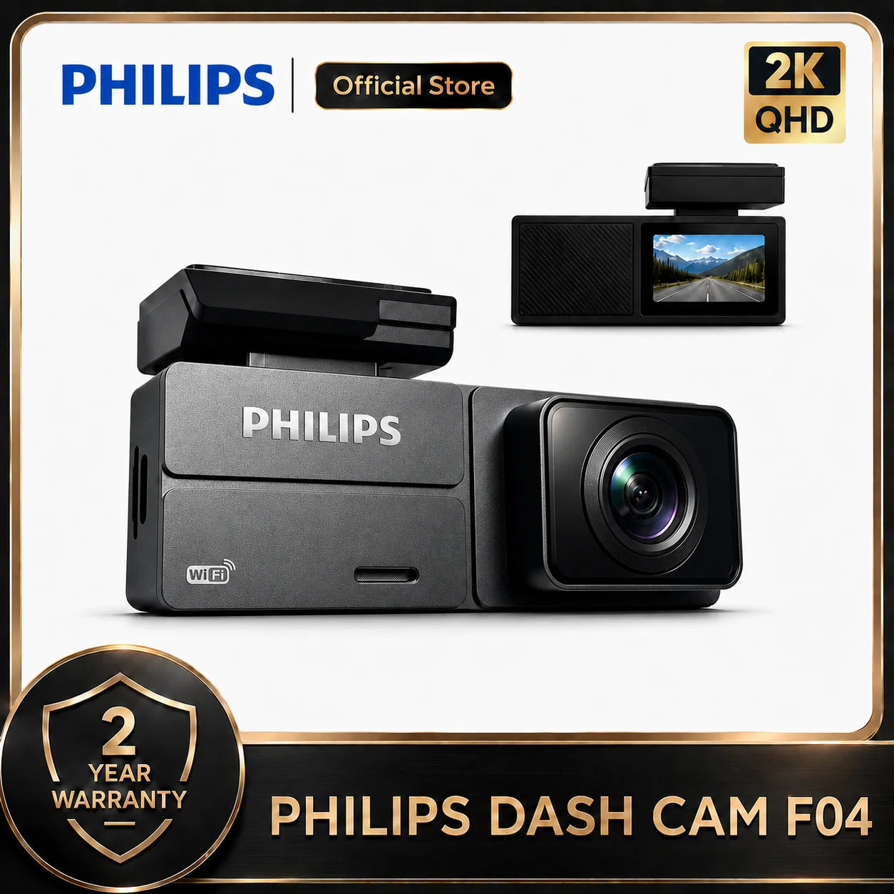 PHILIPS Dash Cam F04 2k Mini Car Camera With 1.47 Inch Ips Screen Wifi App Control Night Vision 24h Parking Monitor Car Dvr Car Mobile World