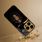Cool Crown Lion Pattern Gold Metallic Paint Glass Phone Case For iPhone 11 12 13 14 15 16 17 Pro Max 14 Plus 17 Air 16E Cover