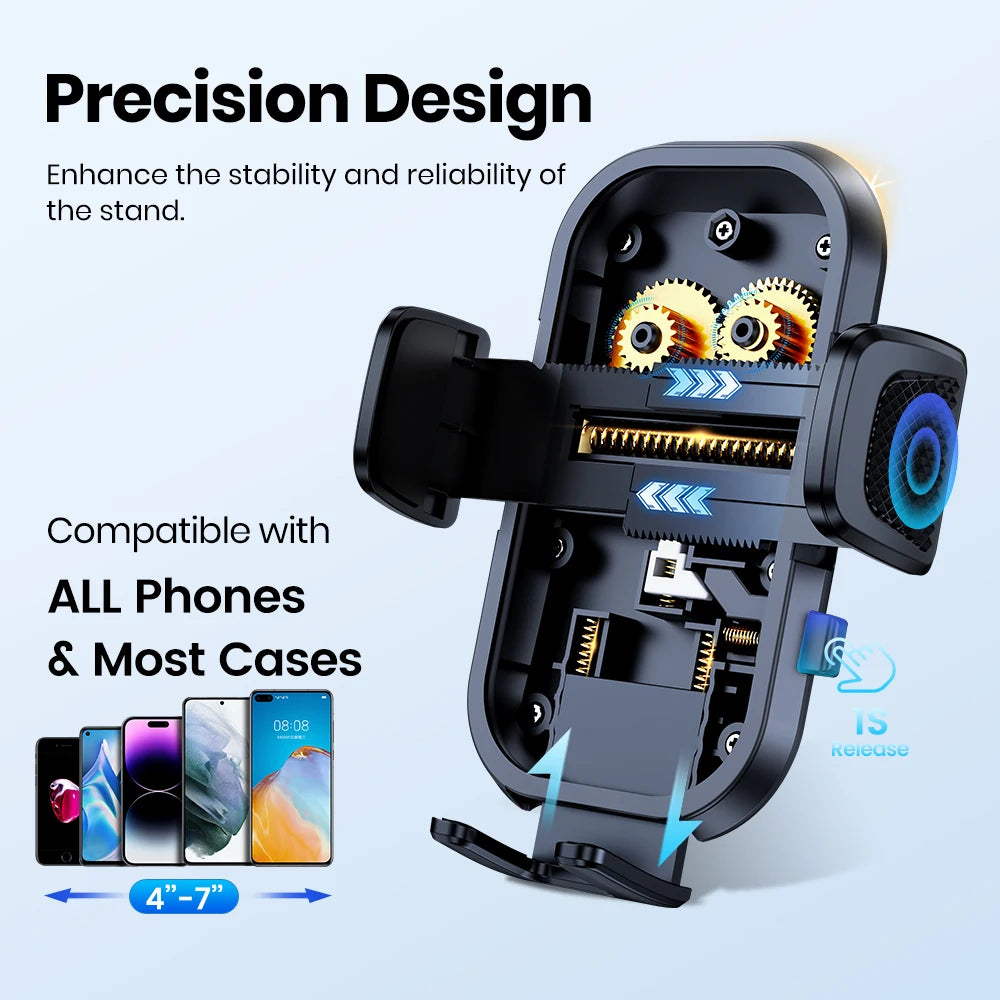 TOPK Car Phone Holder Mount for Cell Phones Upgraded Metal Hook Design,Hands-Free Holder for All Phones,Adjustable & Secure Fit