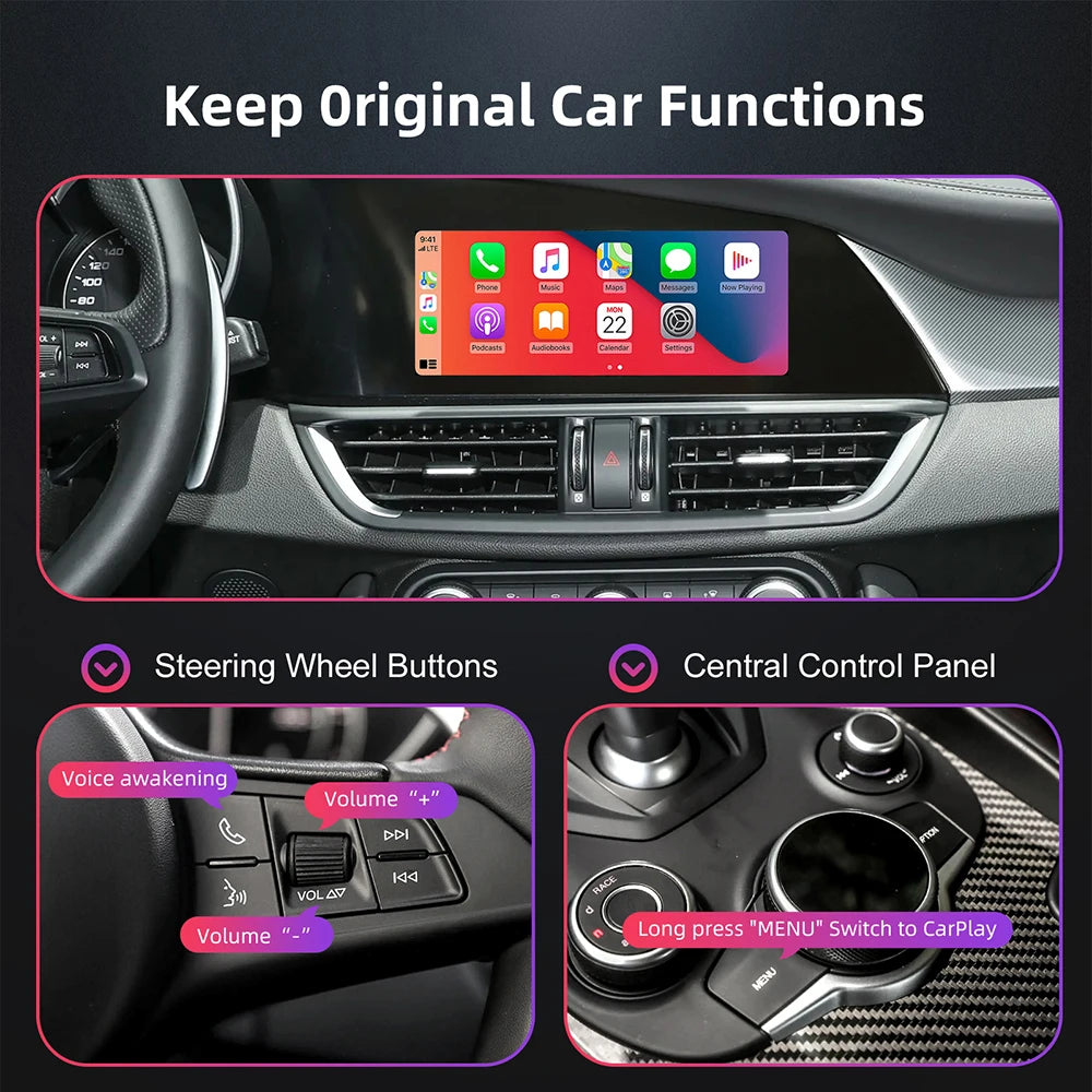 ANYFAR New Upgrade Wireless Carplay Android Auto Car Play Function Box for Alfa Romeo Stelvio & Giulia 2017-2020 Models CM World