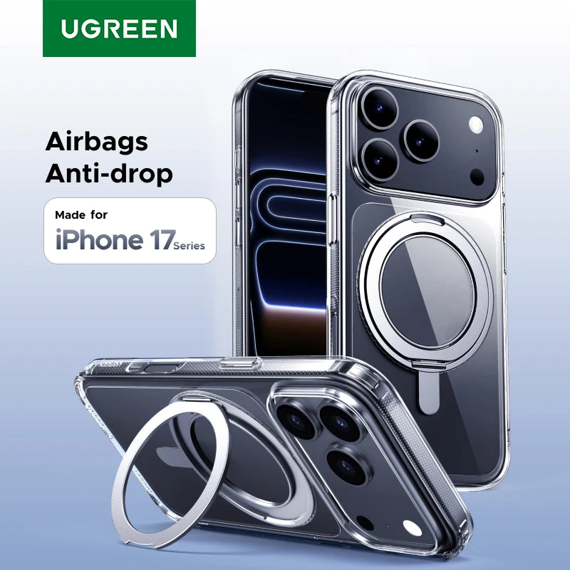 UGREEN for iPhone 17 Pro Max 360° Magnetic Stand Case Cover for iPhone 17pro for Magsafe Rotatable Magnet Kickstand Case Car Mobile World