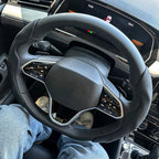 2PCS Universal Round Car Steering Wheel Cover Winter Fur Warm Carbon Fiber Leather Anti-slip Protective Case luxury Accessories CM World