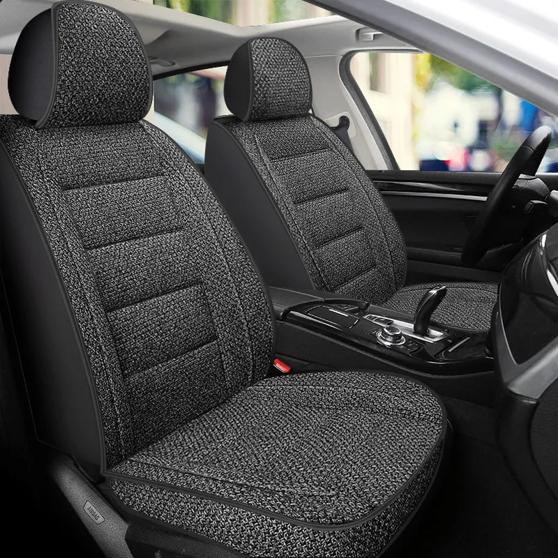 2025new Men's Car Seat Cover Linen Fabric Breathable Anti Slip Full Surround Car Front Single Seat Cushion Four Season Universal