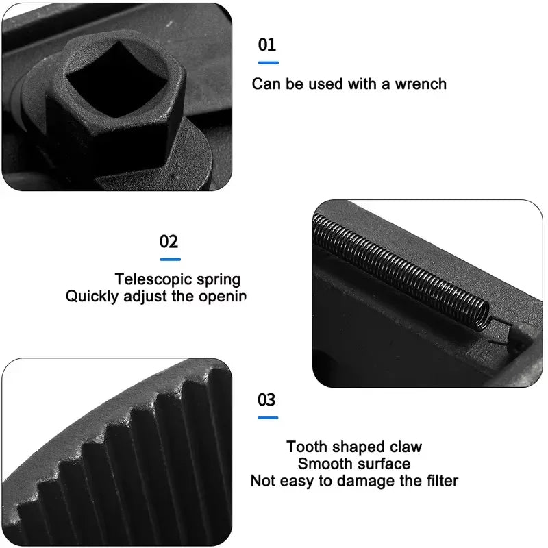 Universal Adjustable Two-Jaws Oil Filter Wrench Filter 60-80mm Filter Wrenches Remover Steel Fuel Cast Two-Claw Car Mobile World
