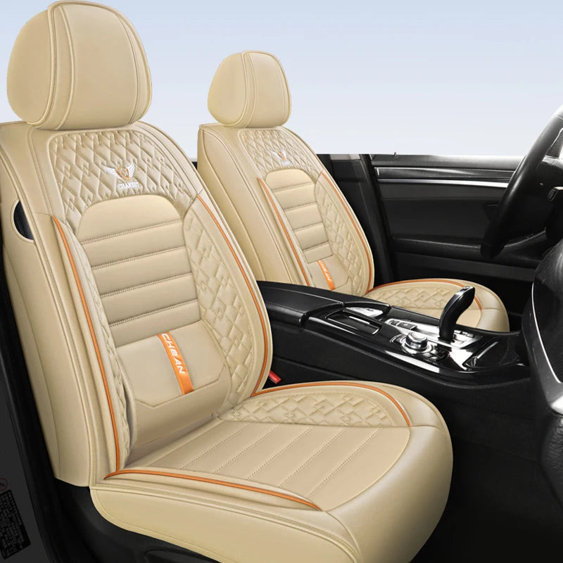 5-seat universal car seat cover, new nappa leather ice silk fixed lumbar support, four-season universal, suitable for most cars CM World