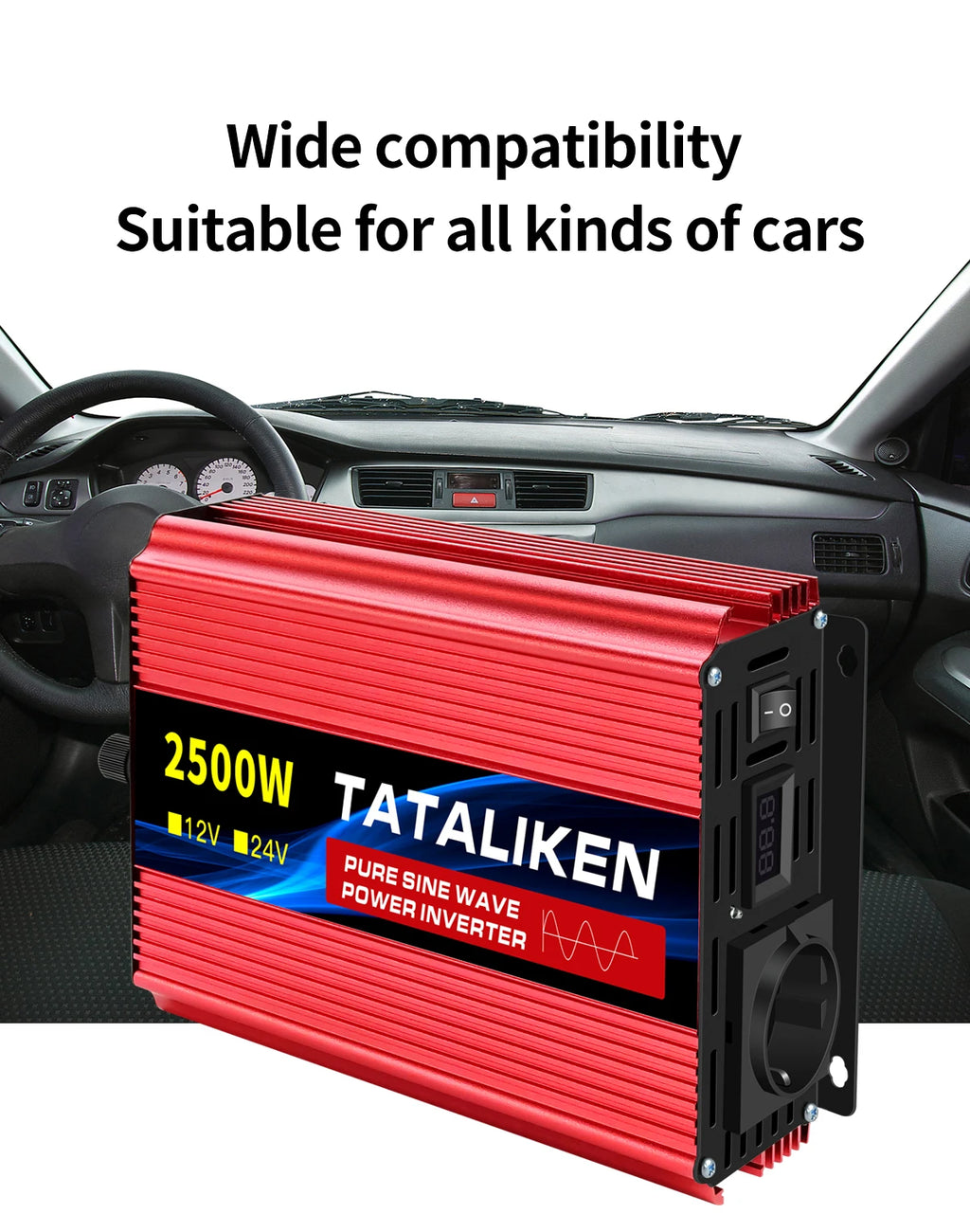 Inverter Pure Sine Wave  2500W/3500W/4500W/5000WDC 12V/24V to AC 220V 230V Voltage Transfer Converter Charging Adapter EU Socket CM World