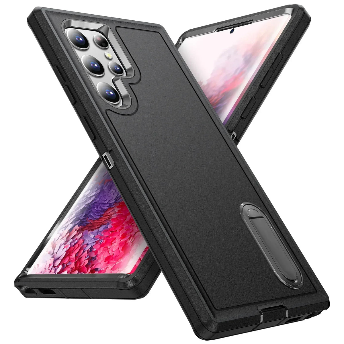Case For Samsung Galaxy S26 Ultra S25 Edge S24 S23 A16 A56 Body 3 in 1 Shockproof Heavy Duty Anti-Scratch Rugged Kickstand Cover