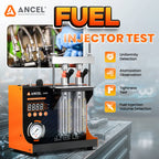 ANCEL JC200 Fuel Injector Cleaning Tester Machine for Car Motorcycle 2-Cylinders Pressure Adjustment Built-in Air Pump 6V 12V