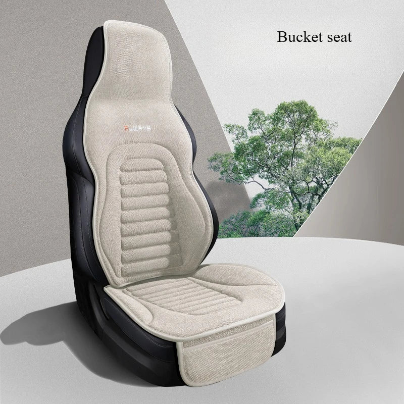 Flax Universal Car Seat Covers Four Season Breathable Car Seat Protector Pad Auto Accessories Interior Car Seat Covers Full Set CM World