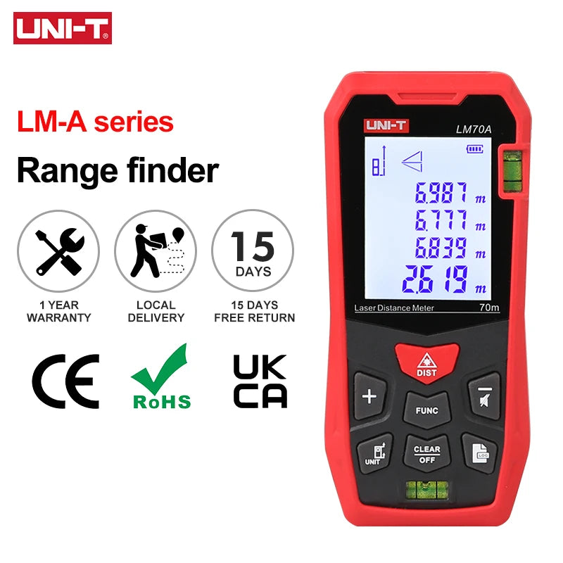 UNI-T Laser Rangefinder LM50A LM70A LM100A LM120A Laser Distance Meter Digital Range Finder Tape Measure CM World