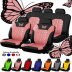 Car Seat Cover Full Set, Universal Butterfly Pattern Embroidery Auto Seat Cover Set CM World