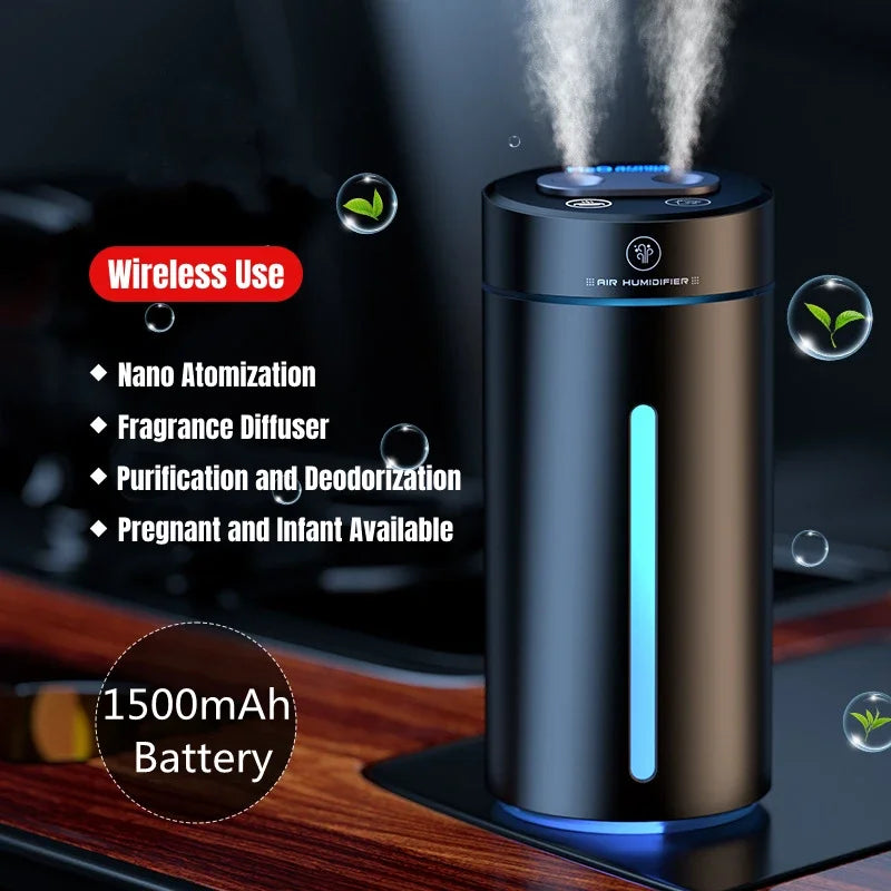 Dual Spray Car Air Humidifier Purifier Aluminium Alloy Essential Oil Diffuser 380ml Air Freshener for Auto Home Accessories CM World