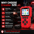 LAUNCH Creader 329 OBD2 Fault Scanner Auto Diagnostic Tool Check Engine Light Code Reader with Battery Test Live Data O2 Sensor EVAP for 1996+ OBDII Cars