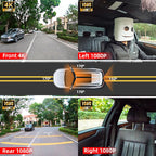 4K 360° 4-Channel Dash Cam with 5.8GHz WiFi & GPS | 4K Front+1080P Left/Right/Rear, 3" IPS Screen, Night Vision, Loop Recording Car Mobile World