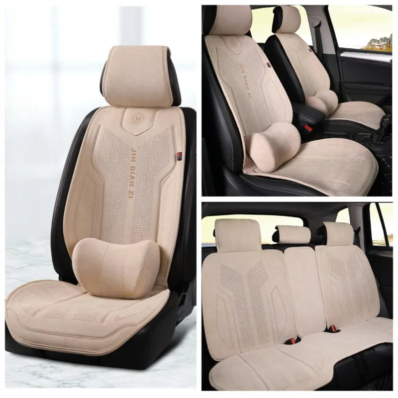 Full Set Suede Car Seat Covers Universal Four Season Breathable Seat Cushion Car Accessories Interior Car Seat Protector Covers CM World