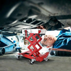 450 Lbs Low Profile Transmission Jack with Safety Straps Auto Repair 7-23" Lift with 2M Safety Straps & 4 Brake Wheels CM World