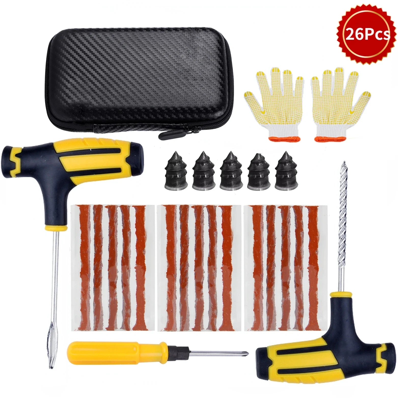 New Car Tire Repair Tool Kit Studding Tool Auto Bike Puncture Plug Garage Needle Nose Pliers Vacuum Film Nail EVA Storage Case CM World