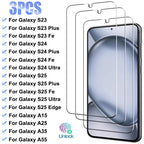 3Pcs Tempered Glass For Samsung Galaxy S23 S24 S25 Plus Fe A05S A15 A25 A35 A55 Screen Protector For Samsung S25 Edge S24 Ultra