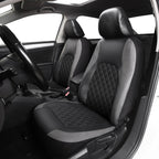 Universal Faux Leather Car Seat Covers Full Set – Includes Front Seats and Rear Bench, Fits Most SUVs and Trucks CM World