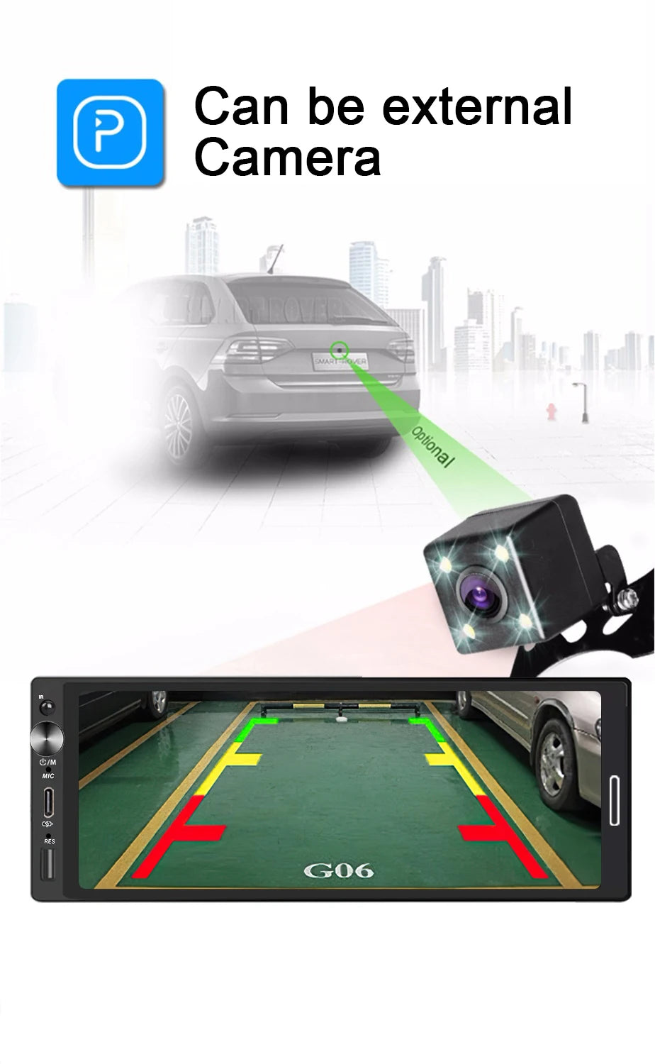 IPS 6.9 Inch 1Din Wireless Or wired Carplay Android Auto Car Radio Multimedia MP5 Player 1 Din DVD Bluetooth Stereo USB Charging CM World