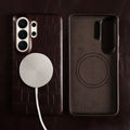 Magnetic Genuine Leather Case for Samsung Galaxy S26 S25 Ultra S23 FE S22 S24 S26 Plus Phone Back Cover Case for Magsafe Shell