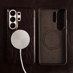 Magnetic Genuine Leather Case for Samsung Galaxy S26 S25 Ultra S23 FE S22 S24 S26 Plus Phone Back Cover Case for Magsafe Shell