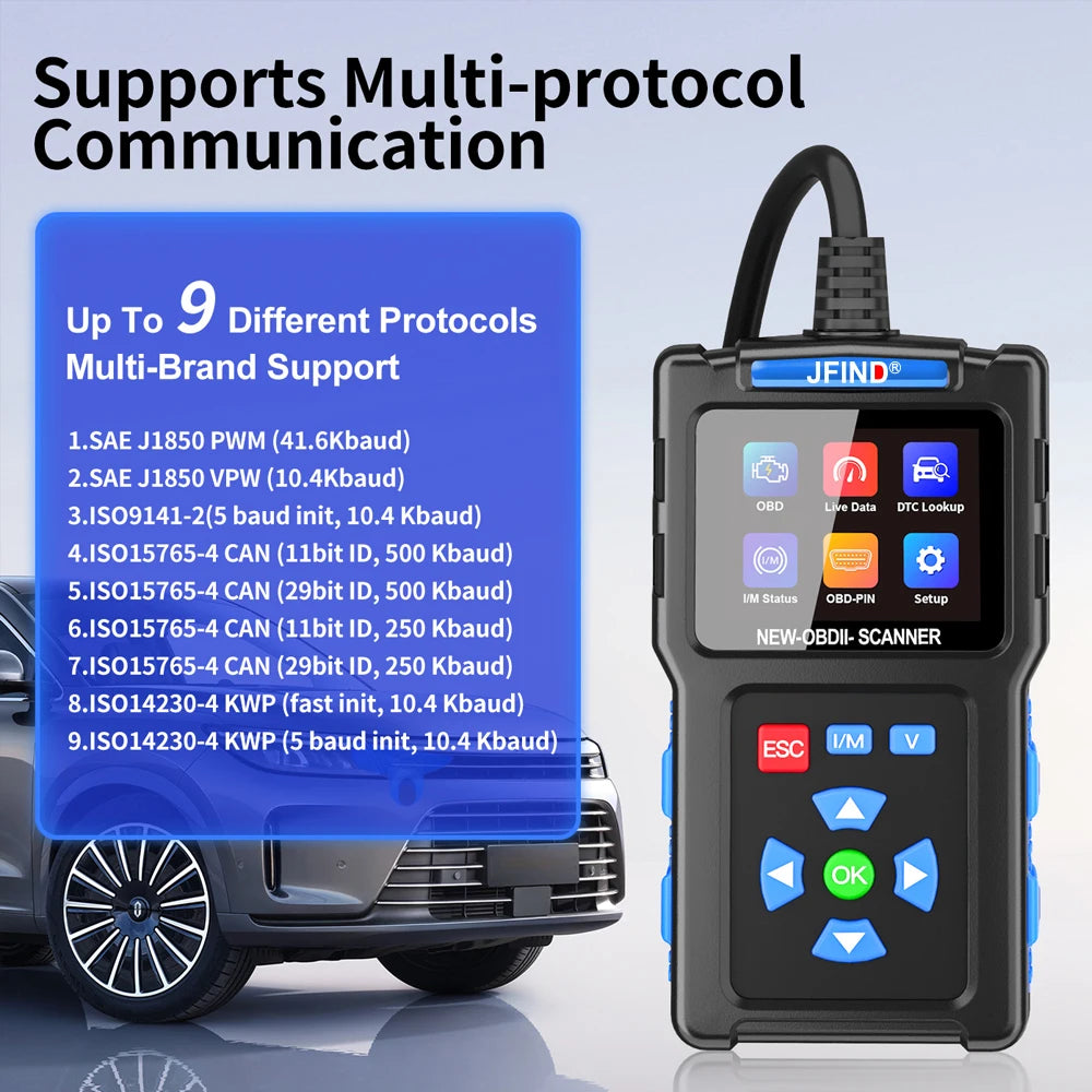JFIND JF700 OBD2 Scanner Car Motorcycle Fault Code Reader Voltage Battery Test OBDII Diagnostic Tool For Honda Yamaha