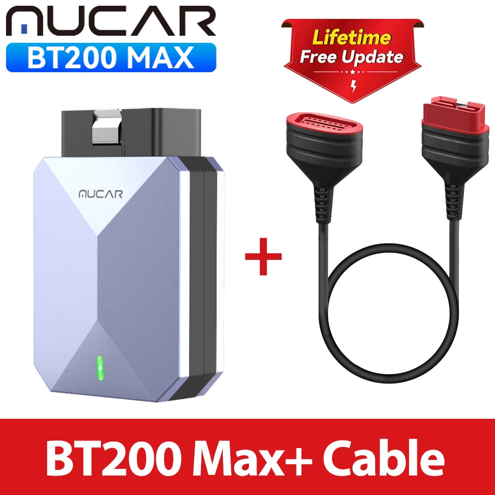 Lifetime Free Update MUCAR BT200 Max OBD2 Scanner AI Assisted CAN FD Bi-directional  All System Diagnostic Tool 15 Reset