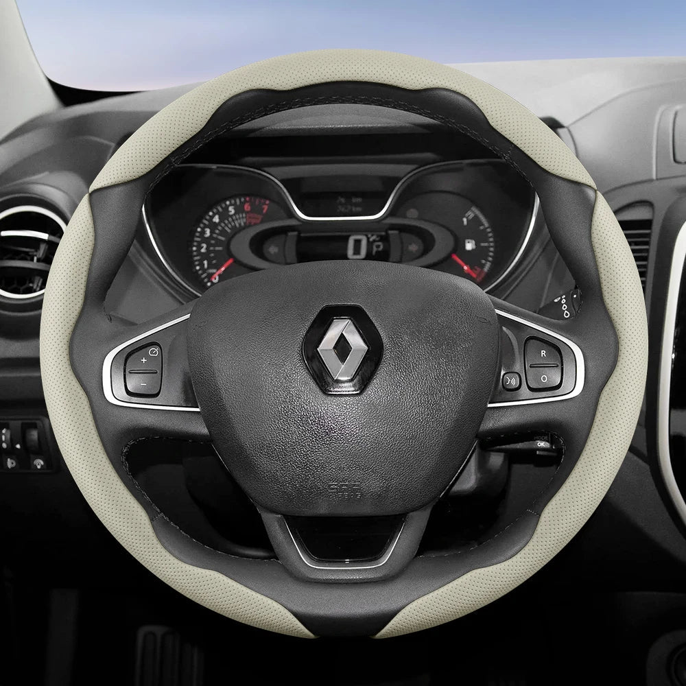 Suitable for Renault Breathable Hole Leather Steering Wheel Cover Segmented Quick Release Design Non-Slip and Durable Megane 3 2 4 Clio4 5 Captur Trafic Scenic Austral Kangoo Arkana Kadjar Master Fluence Zoe Twingo Qm6 CM World